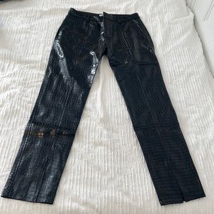 Zara black crocodile faux leather pants